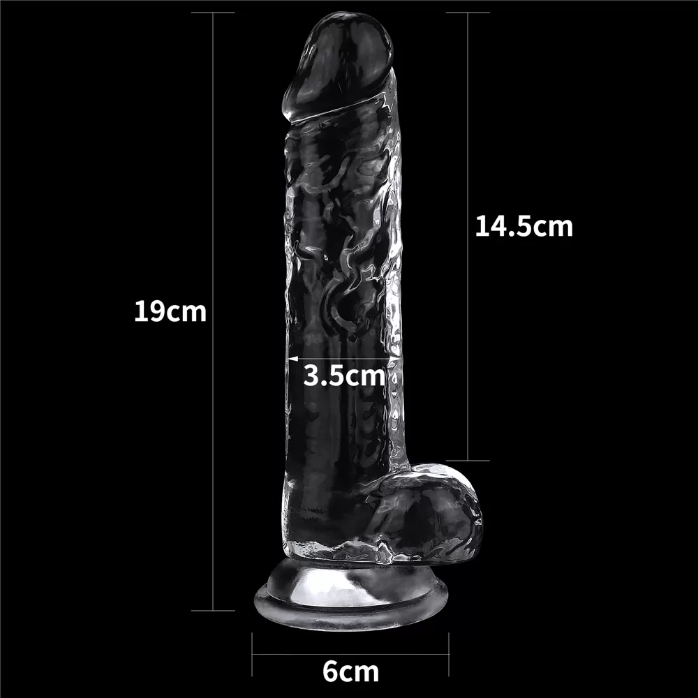 19 CM Yeni Nesil Güçlü Vantuzlu Şeffaf Dildo Penis Flawless Clear