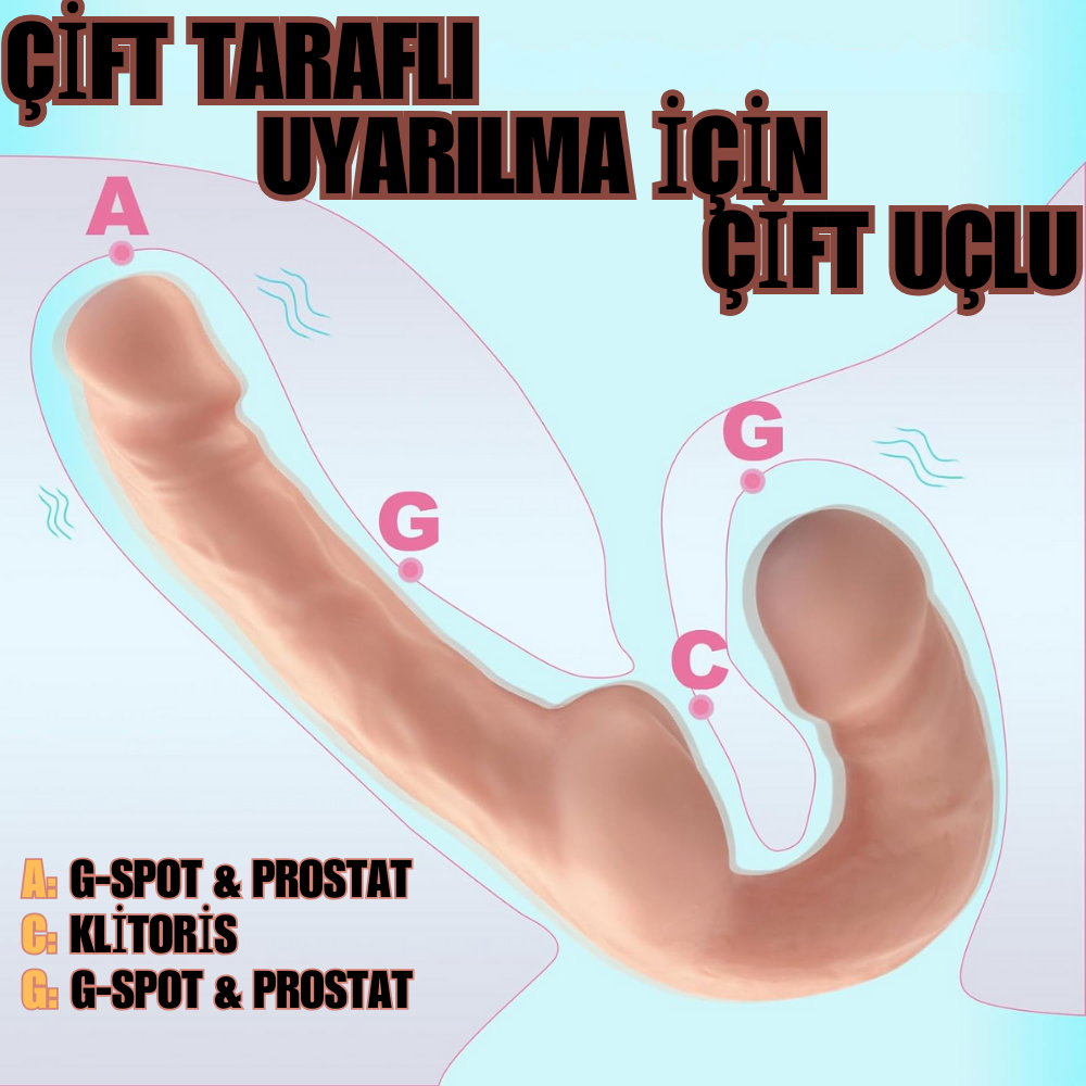 Unique Realistik Dokuda Ift Tarafl Dildo Strapless Ift U Lu Ger Ek I