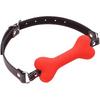 Fetish Beginner Deri Kemerli Yumuşak Silikon Kırmızı Köpek Kemiği Ağız Tıkacı Dog Bone Mouth Gag